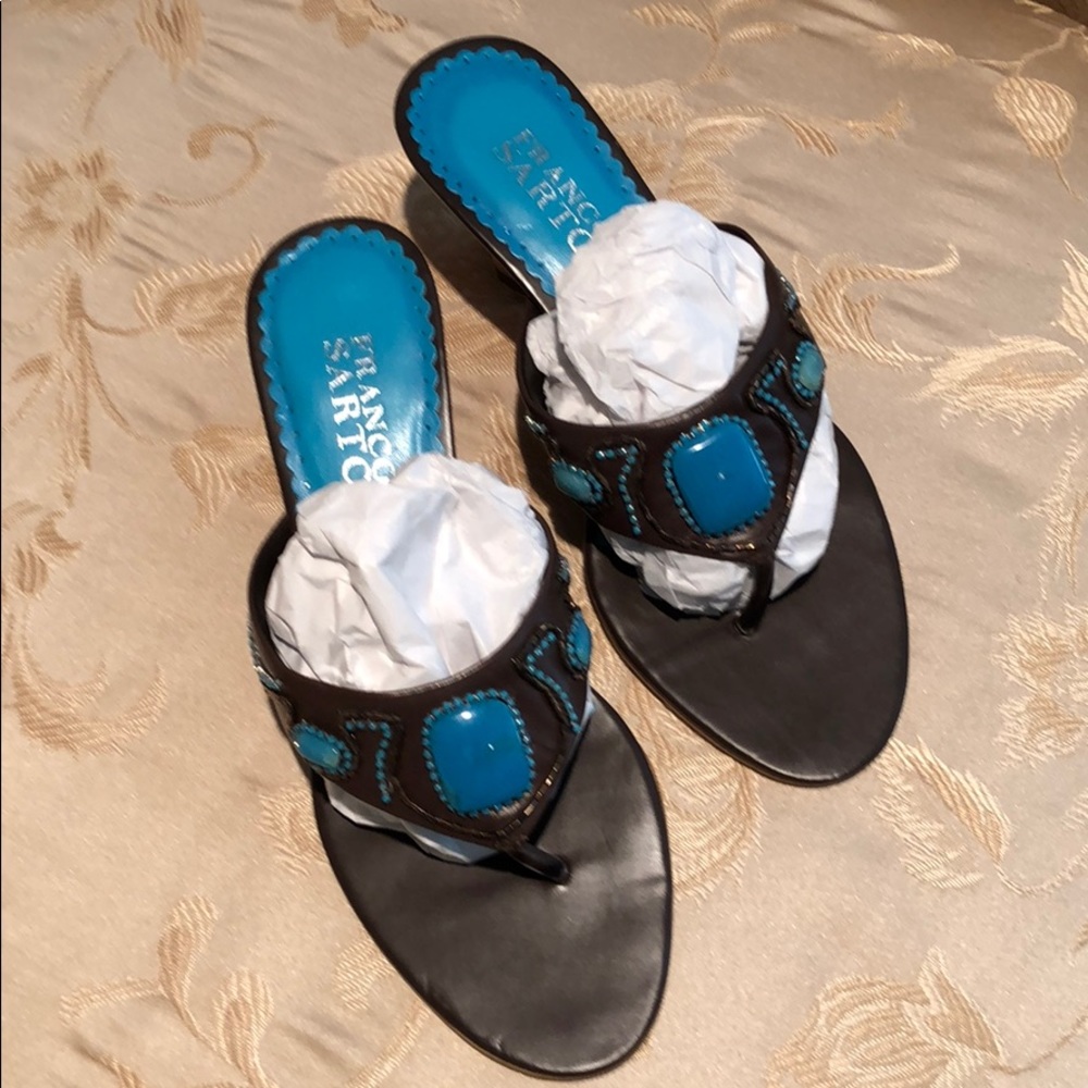 Embellished wedge sandals by Franco Sarto